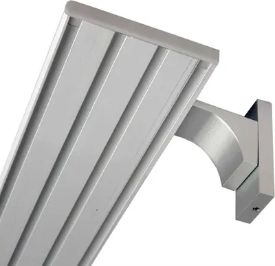 Image de Rail de rideau en aluminium ( support mural inclus ) argenté "4 voies" 390cm ( 120cm + 3x90cm )