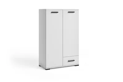 Produktbild von Kommode FINO IV mit 2 Türen und Schublade, Hochkommode mit Stauraum, Modernes Wohnzimmerschrank für Wohnzimmer, Esszimmer und Flur, Weiß
