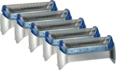 Produktbild von vhbw 5x Scherfolie kompatibel mit Braun 5730, 5734, 2878, 5733, CruZer3, 2874, CruZer1, 2876, 5732, CruZer2 Elektrorasierer + Rahmen, silber/blau