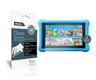 Produktbild von 2x Schutzfolie für Amazon Fire HD 10 Kids (2019) matt - Anti-Shock 9H Folie dipos Glass Kunststoffglas