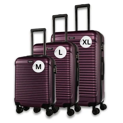 Produktbild von NOWI Kofferset Las Palmas – 3-teiliges Koffer Set, Zahlenschloss, 4 Doppelrollen, 360° drehbar, leicht & robust – Reisekoffer Set (metallic lila, Set)