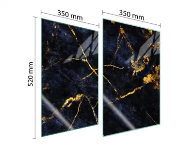 Immagine prodotto di Piastre copri fornelli 2 pezzi 35x52 Copri piano cottura in Vetroceramica tagliere in vetro marmo dorato