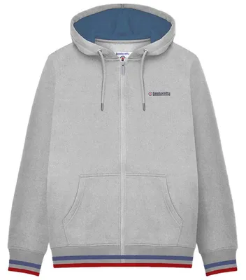 Imagen del producto de Sudadera con capucha para hombre, marca M|Lambretta, modelo Full Zip, colores gris oscuro y azul. (Código: SS1241-GRY-DKBL-R)