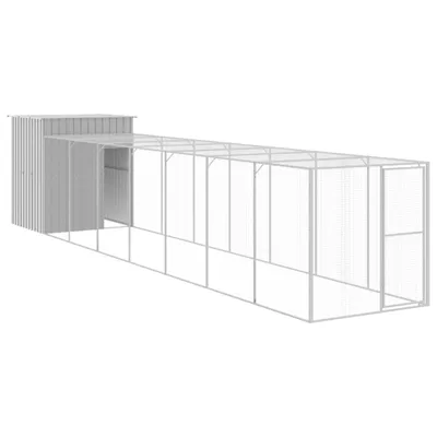 Zdjęcie produktu dla vidaXL Klatka dla kurcząt z wybiegiem Jasnoszara 165x863x181 cm Stal ocynkowana