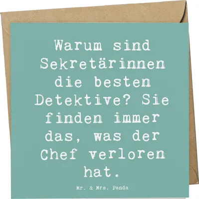 Produktbild von Mr. & Mrs. Panda Grußkarte Spruch Sekretärin Detektiv - Meeresbrise - Geschenk, anlasskarte, Berufsprodukte, Berufsleben, Bürodetektiv, Berufspassion, Chefetage, Beruf