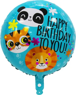 Produktbild von Folienballon Happy Birthday rund 45 cm, Tiere blau