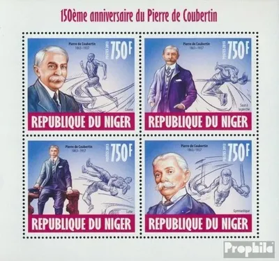 Produktbild von Briefmarken Niger 2013 Mi 2471-2474 Kleinbogen (kompl. Ausg.) postfrisch Pierre de Coubertin