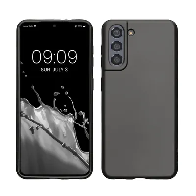 Produktbild von kwmobile Case kompatibel mit Samsung Galaxy S21 Hülle - Schutzhülle aus Silikon metallisch schimmernd - Handyhülle Metallic Grau