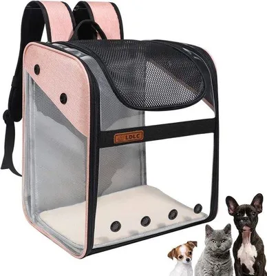 Image de Sac à dos de transport pour animaux de compagnie Famanu, pliable, transparent, rose