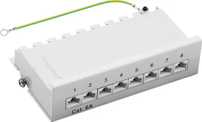 Produktbild von ProfiPatch  Cat.6a Patchpanel Verteilerfeld 8 Port Patchfeld RJ45 geschirmt Desktop und Wandmontage 1HE grau