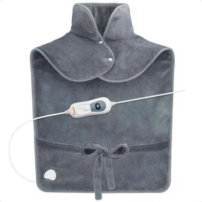 Productafbeelding van Goliving Elektrische verwarmingsdeken voor rug en nek - 3 warmtestanden - Timerfunctie - Machinewasbaar - 60x90 cm - Grijs