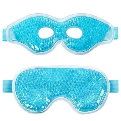 Produktbild von 2er-Set Augenmasken zur Entspannung, wiederverwendbar, gegen Kopfschmerzen, Augenringe & Augenmüdigkeit, Blau