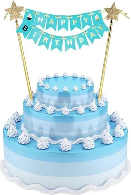 Produktbild von Happy Birthday Kuchendeko hellblau