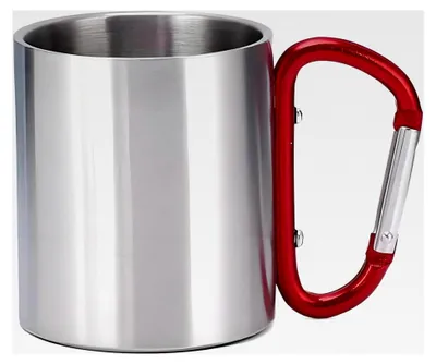 Produktbild von Edelstahl Camping Tasse, Tragbare Tasse für Outdoor Aktivitäten, Becher mit Karabiner – 275 ml