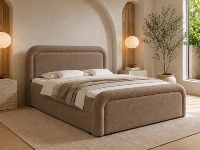 Produktbild von Emlar Boxspringbett Dream 160x200 - Komplett-Set mit Matratze und Topper - Polsterbett mit Bettkästen - Bouclé-Stoff - Boxspringbett Braun (Quelle 25)
