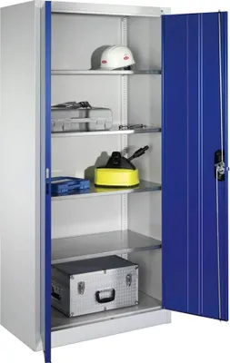 Produktbild von CP Stahlschrank 08921-00 S10109 lichtgrau, enzianblau 4 Fachböden 93,0 x 50,0 x 195,0 cm, aufgebaut, 1 St.