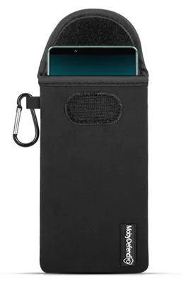 Produktbild von MobyDefend Hülle für Sony Xperia 5 V - Neopren Handytasche mit Karabiner für die Gürtelschlaufe - Schwarz