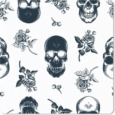 Produktbild von MuchoWow® Mauspad Mousepad Teenager - Totenkopf - Rosen - Muster 20x20 cm - Mousepads - Maus Mat - Pad - Mausunterlage - Desk Mat - Bureauartikeln