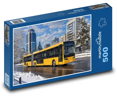 Produktbild von Puzzle 500 Gelenkbus in der Stadt - martinpuzzle