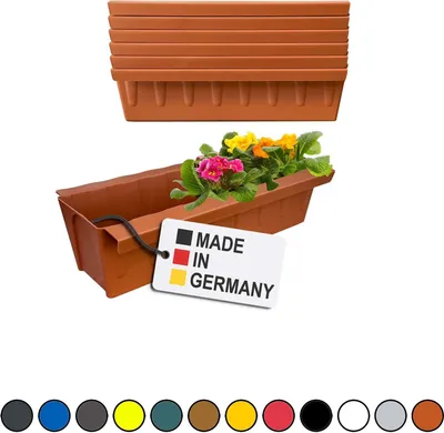 Image de Hossi's Wholesale 6 inserts de jardinières pour palettes Euro | avec système de suspension à accrocher | 37,3cm terre cuite | jardinière pour palette Euro | jardinière de balcon | pot de fleurs | extrêmement stable