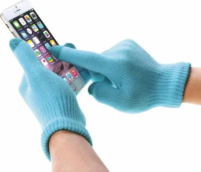 Produktbild von wortek "Haweel Edition" Touchscreen Handschuhe Blau | Größe M | für alle Handys, Smartphones & Tablets | Kinder