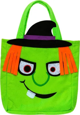 Produktbild von Halloween Betteltasche "Hexe" | Grün - Süßes oder Saures