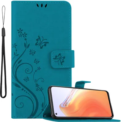 Produktbild von Cadorabo Hülle für Xiaomi Mi 10T / Mi 10T PRO in FLORAL BLAU Schutzhülle im Blumen Design mit Magnetverschluss, Standfunktion und Kartenfächern Flip Case Flower Cover Etui Handy Klapp Hülle Book Tasche