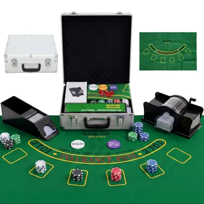 Produktbild von SPORTNOW Pokerkoffer abschließbar Pokerset mit Koffer 500 Chips Karten 5 Würfel