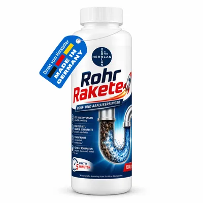 Produktbild von RohrRakete 1 Kg Profi Rohrreiniger Abflussreiniger kraftvoll gegen Verstopfungen