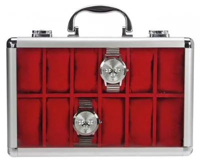 Produktbild von Uhrenkoffer Aluminium Velours rot
