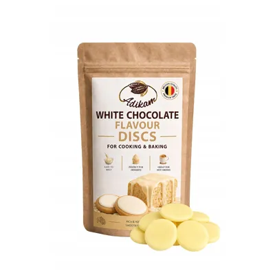 Produktbild von BESTE Glasur mit Geschmack weißer Schokolade 1 kg Taler ADIKAM für Glasuren, Fondue und Gebäck
