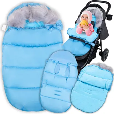 Produktbild von Schlafsack für Kinderwagen Gondel Sitz für Schlitten Winter Herbst warm weich blau