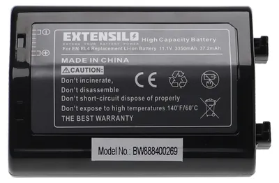 Produktbild von EXTENSILO Akku Ersatz für Nikon EN-EL4e, EN-EL4a, EN-EL4 für Kamera (3350 mAh, 11,1 V, Li-Ion)