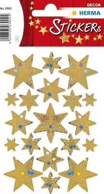 Produktbild von HERMA Sterne 6-zackig, Film, Gold, Permanent, Weihnachten, 19 Stück(e), 1 Blätter