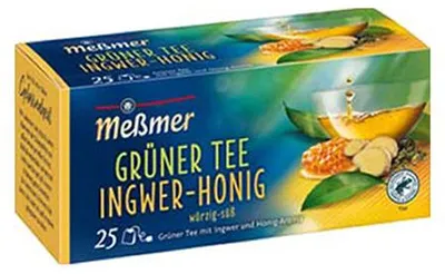 Image de Thé vert orange-gingembre Messmer, 12 paquets de 25 sachets de thé chacun