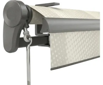 Produktbild von Soluna Gelenkarmmarkise Trend 4,5x3 Stoff Dessin J202 Gestell DB703 dunkelgrau Antrieb Links inkl. Motor, Wandschalter u