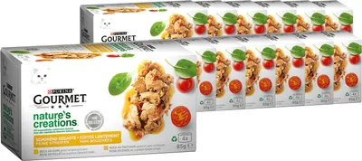 Produktbild von GOURMET Nature's Creation Naturbelassenes Katzennassfutter in Gelee, Huhn & Truthahn Mix, 4er Pack à 85g Dose (12er Pack (12 x 4 x 85g))"