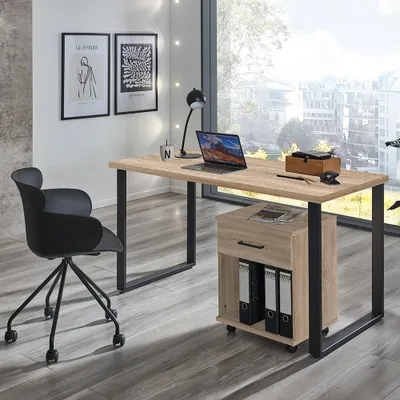 Produktbild von Büromöbel Set 2-teilig HILLSTON-43 mit 159cm Schreibtisch in Eiche