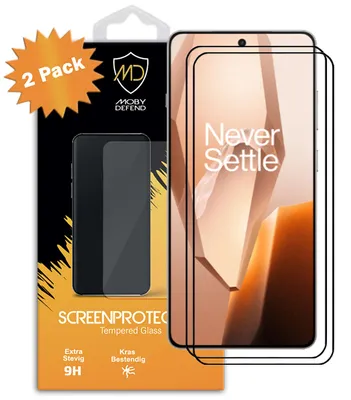 Productafbeelding van 2-Pack MobyDefend Screenprotectors - Geschikt voor  OnePlus 13R  -  Screensavers Met Zwarte Randen - Gehard Glas