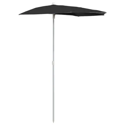 Produktbild von Halb-Sonnenschirm mit Mast 180x90 cm Schwarz