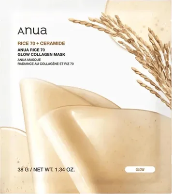 Immagine prodotto di Anua Rice 70 Glow Collagen Mask 38 g - maschera viso idrogel al collagene