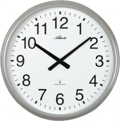 Produktbild von Atlanta 4449 Wanduhr Funk Funkwanduhr analog silbern rund schlicht