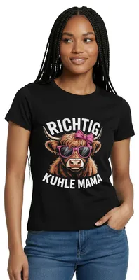 Produktbild von Spreadshirt Richtig Kuhle Mama Coole Mutter Frauen T-Shirt, S, Schwarz