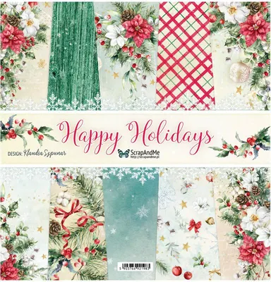 Obrázok produktu pre SCRAPandME 6 listov 30x30cm obojstranný papier na scrapbooking 250g, Happy Holidays