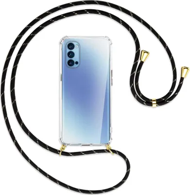 Produktbild von Handykette Backcover-Schutzhülle mit Band (Metall goldfarben) für Oppo Reno5 4G/5G - schwarz/gold