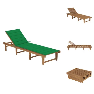 Image de vidaXL Bain de soleil pliable avec support Acacia massif - Bains de soleil