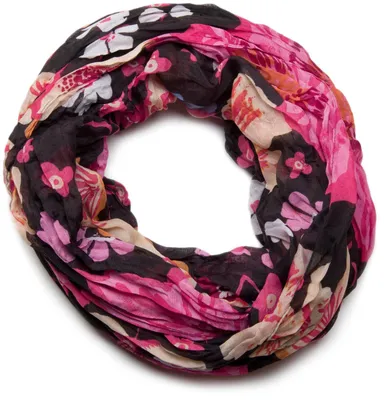 Produktbild von styleBREAKER Loop Schlauchschal mit buntem Blumen Allover Print | Leichter Sommer Schal aus Viskose | Weich fließendes Halstuch für Damen | Floral gemustert im Trenddesign