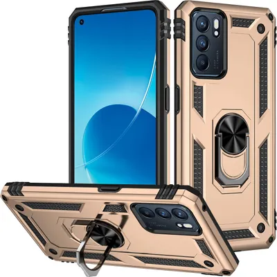 Image de Étui pour OPPO Reno6 5G étui de protection militaire à double couche avec support d'anneau et support Or