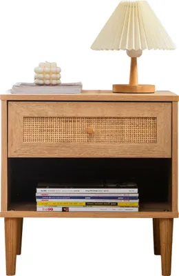 Produktbild von Nachttisch mit Rattan, Eiche, Modern