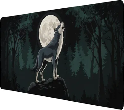Produktbild von Wolf auf Felsen Schreibtischunterlage 69x31cm XXL Mauspad